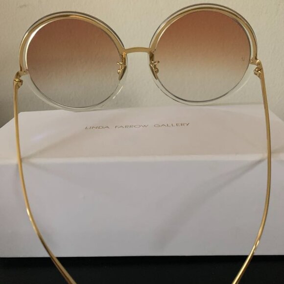 Linda Farrow  Round Sunglasses - Clear Gold